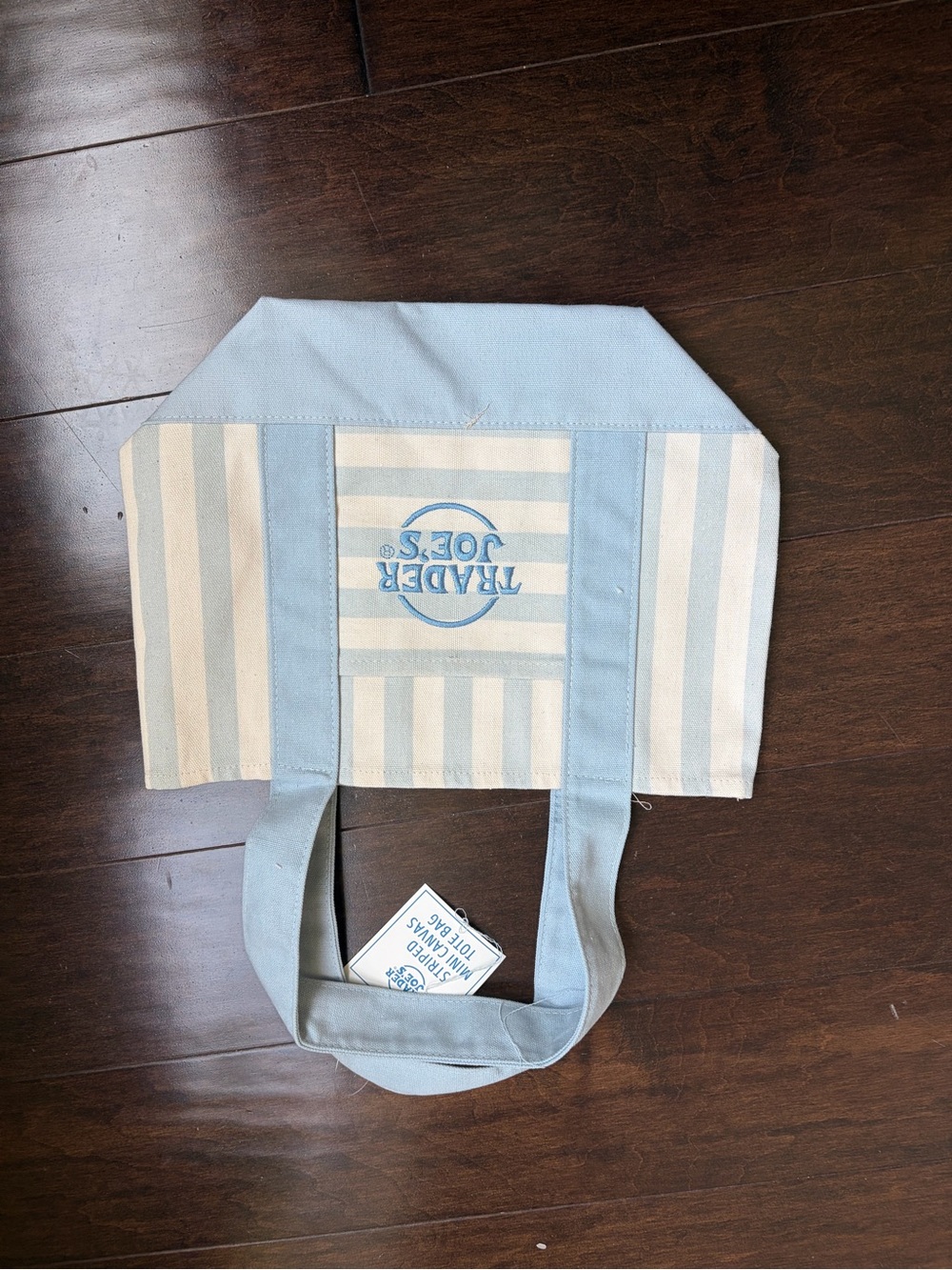 4 Pieces Set NEW 2026 Edition Trader Joe's Mini Tote Canvas Bags Pastel Striped - Picture 4 of 11